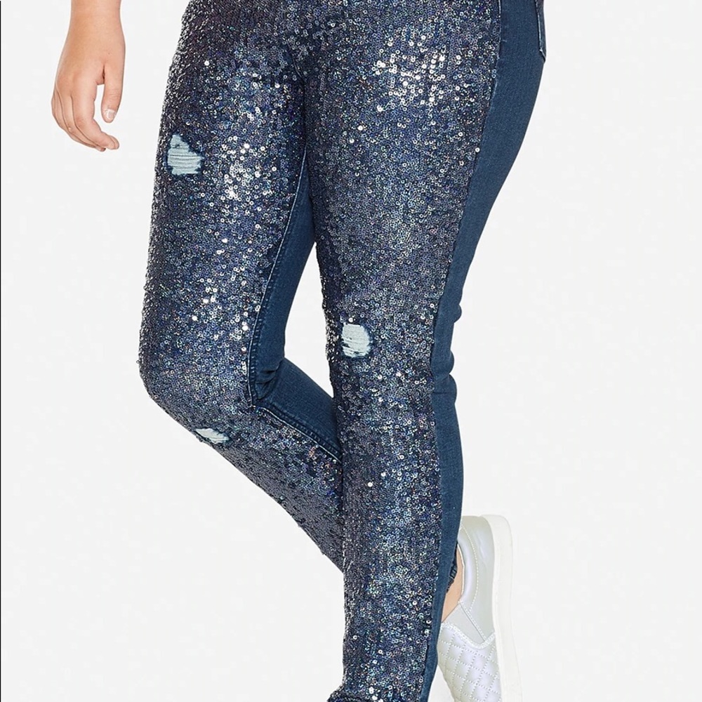 Justice sequin destructed jeans size 24 plus